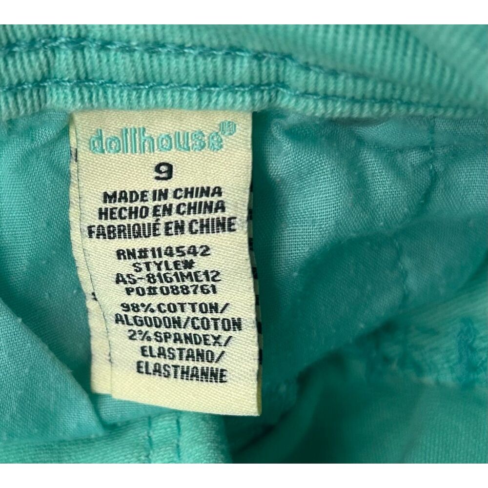 VTG Y2K Dollhouse Womens Jean Shorts Frayed Cut Offs Low Rise Stretch Green 9 - Picture 4 of 5